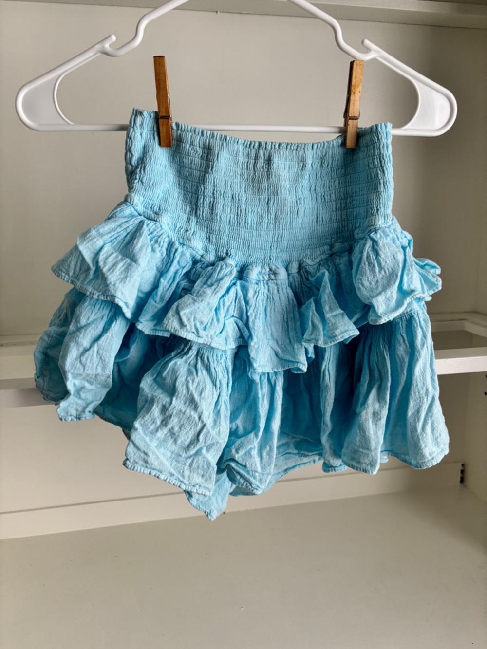 Light Blue Ruffled Women’s Skort - Flowy Layered Summer Style